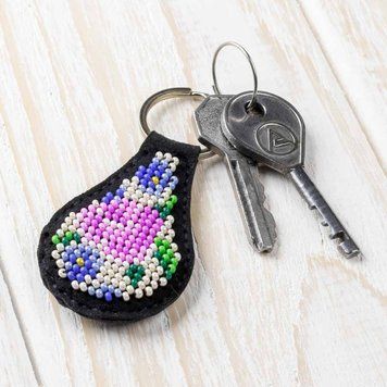 Faux Leather Bead Embroidery Kit &ndash; &ldquo;Keychain&rdquo; FLBB-092 Black
