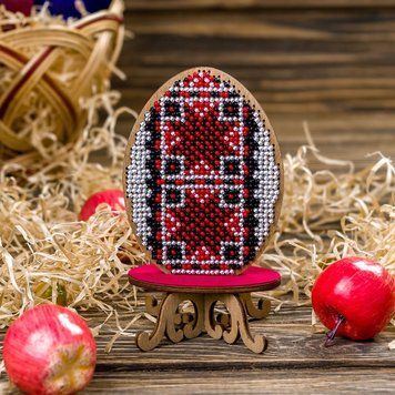 Wooden Bead Embroidery Kit &ndash; &ldquo;Easter Egg&rdquo; FLK-174