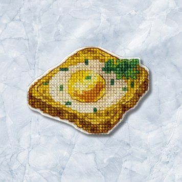Plastic Cross-Stitch Kit &ndash; "Toast with Egg" (Double-Sided) FLX-080