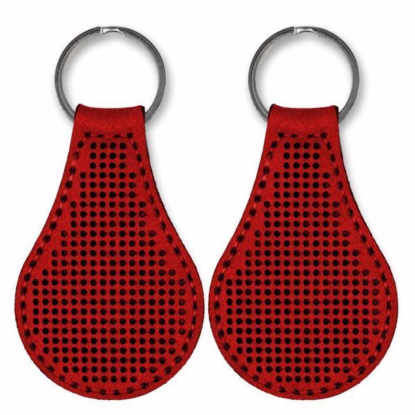 Faux Leather Embroidery Blank &ndash; &ldquo;Keychain&rdquo; FLBE(BB)-058 Red