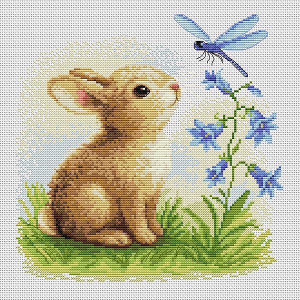 Cross-Stitch Pattern &ndash; "Bunny and Dragonfly" WLP-056
