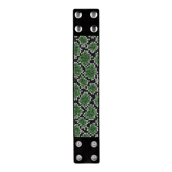 Faux Leather Bead Embroidery Kit &ndash; &ldquo;Bracelet&rdquo; (4 &times; 22 cm) FLBB-117 Black