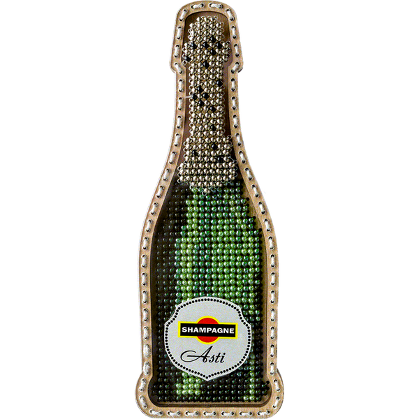 Wooden Bead Embroidery Kit &ndash; &ldquo;Champagne Bottle&rdquo; FLK-356