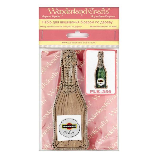 Wooden Bead Embroidery Kit &ndash; &ldquo;Champagne Bottle&rdquo; FLK-356