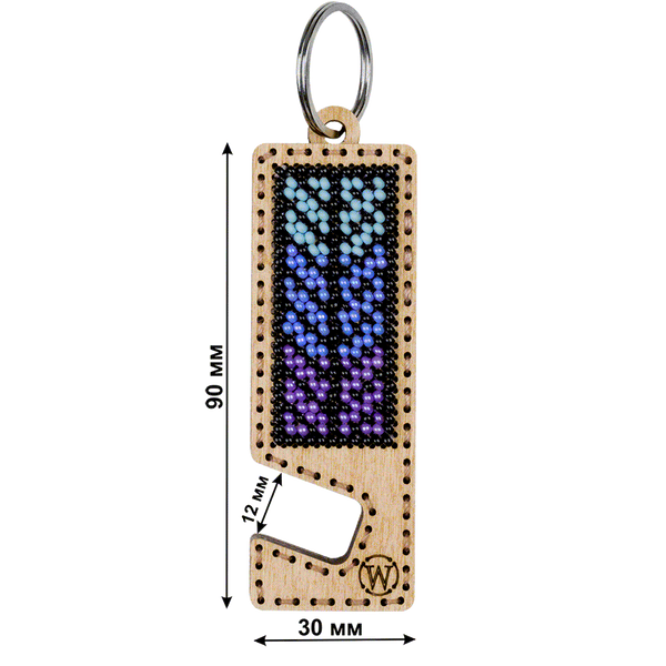 Wooden Bead Embroidery Kit &ndash; &ldquo;Phone Stand &ndash; Lilac and Light Blue Ornament&rdquo; FLK-490