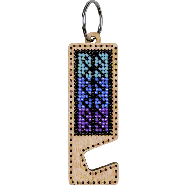 Wooden Bead Embroidery Kit &ndash; &ldquo;Phone Stand &ndash; Lilac and Light Blue Ornament&rdquo; FLK-490