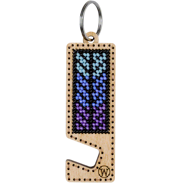 Wooden Bead Embroidery Kit &ndash; &ldquo;Phone Stand &ndash; Lilac and Light Blue Ornament&rdquo; FLK-490