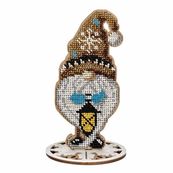 Wooden Bead Embroidery Kit &ndash; &ldquo;Christmas Ornament &ndash; Enchanted Gnome&rdquo; FLK-501