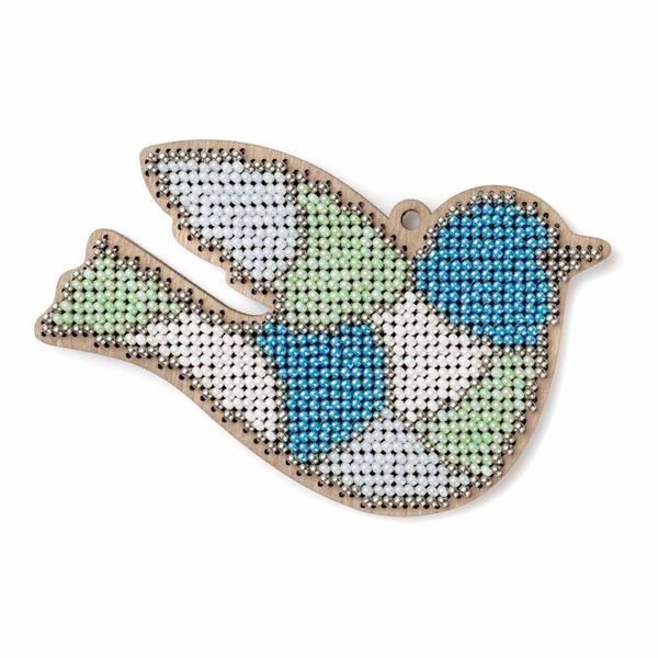 Wooden Bead Embroidery Kit &ndash; &ldquo;Stained Glass Bird&rdquo; FLK-572