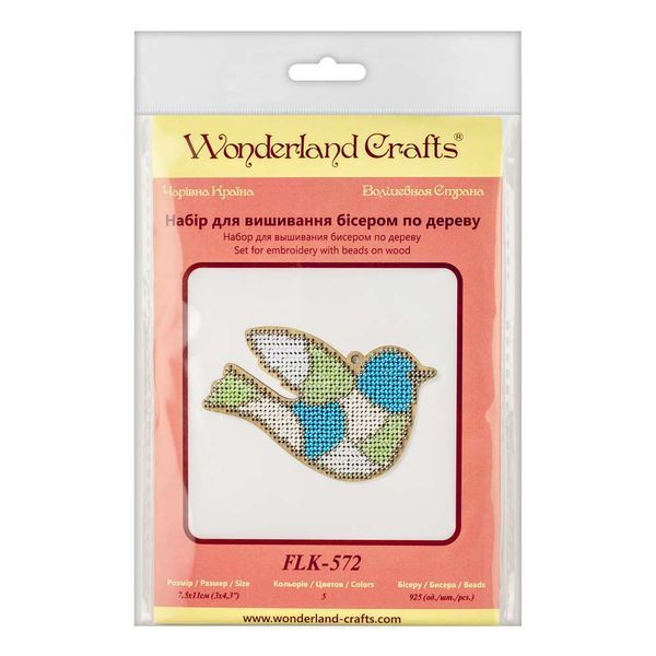 Wooden Bead Embroidery Kit &ndash; &ldquo;Stained Glass Bird&rdquo; FLK-572