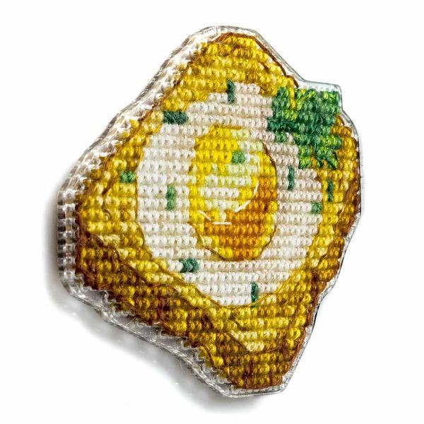 Plastic Cross-Stitch Kit &ndash; "Toast with Egg" (Double-Sided) FLX-080