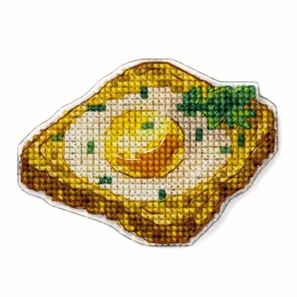 Plastic Cross-Stitch Kit &ndash; "Toast with Egg" (Double-Sided) FLX-080
