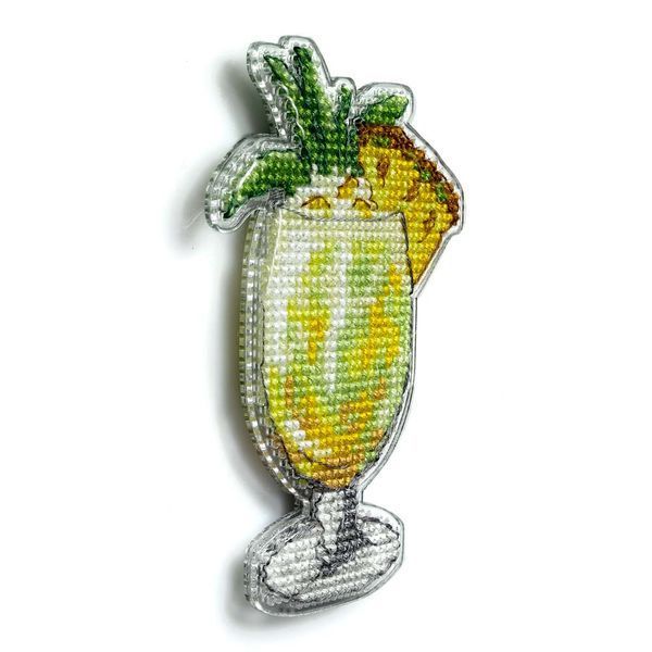 Plastic Cross-Stitch Kit &ndash; "Pineapple Cocktail" (Double-Sided) FLX-113