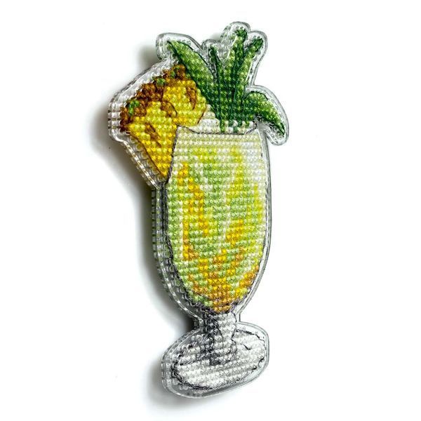 Plastic Cross-Stitch Kit &ndash; "Pineapple Cocktail" (Double-Sided) FLX-113