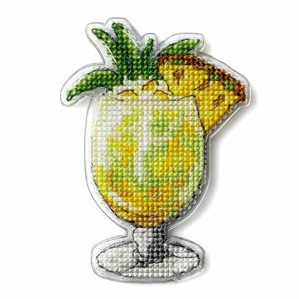 Plastic Cross-Stitch Kit &ndash; "Pineapple Cocktail" (Double-Sided) FLX-113