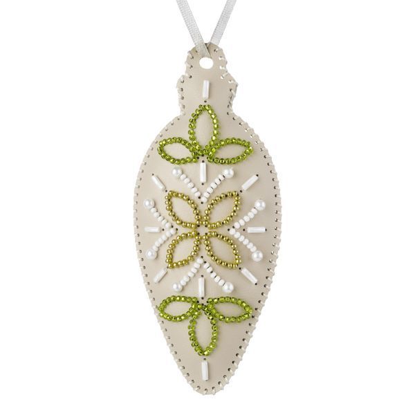 Faux Leather Bead Embroidery Kit &ndash; &ldquo;Icicle Christmas Ornament&rdquo; (Double-Sided) FLBB-135 Light Beige