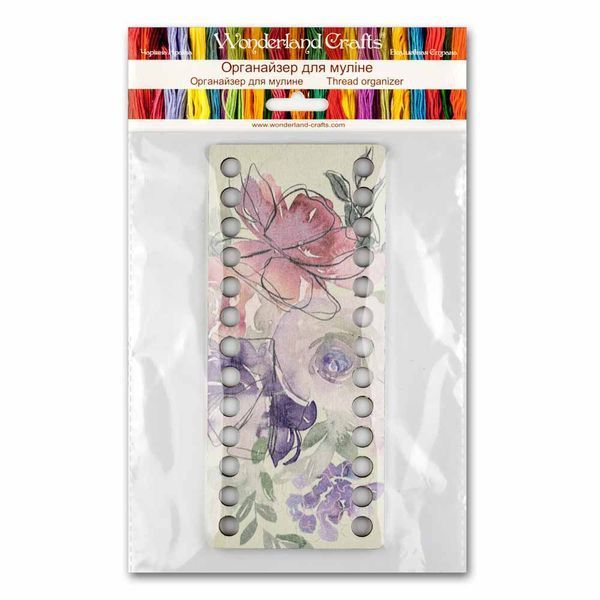Floss Organizer &ndash; &ldquo;Watercolor Flowers, Narrow Rectangular&rdquo; FLZ(P)-092