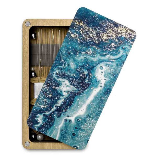 Magnetic Needle Case Large &ndash; &ldquo;Blue & Gold Abstraction&rdquo; FLZB(N)-134