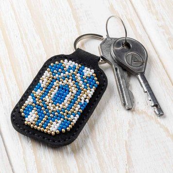 Faux Leather Bead Embroidery Kit &ndash; &ldquo;Keychain&rdquo; FLBB-093 Black
