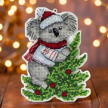 Plastic Cross-Stitch Kit – "Christmas Ornament – Koala On Tree" FLX-012