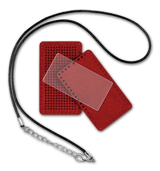 Faux Leather Embroidery Blank &ndash; &ldquo;Pendant&rdquo; FLBE(BB)-059 Red