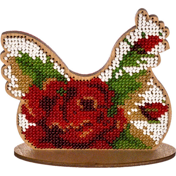 Wooden Bead Embroidery Kit &ndash; &ldquo;Hen&rdquo; FLK-276