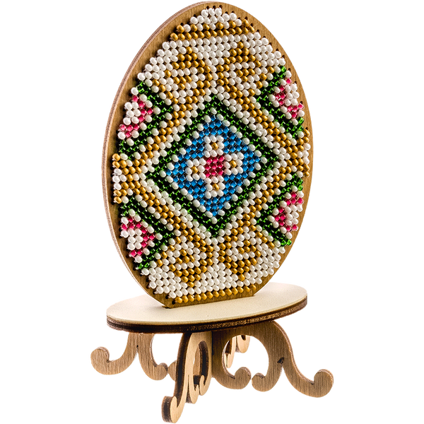 Wooden Bead Embroidery Kit &ndash; &ldquo;Easter Egg&rdquo; FLK-175