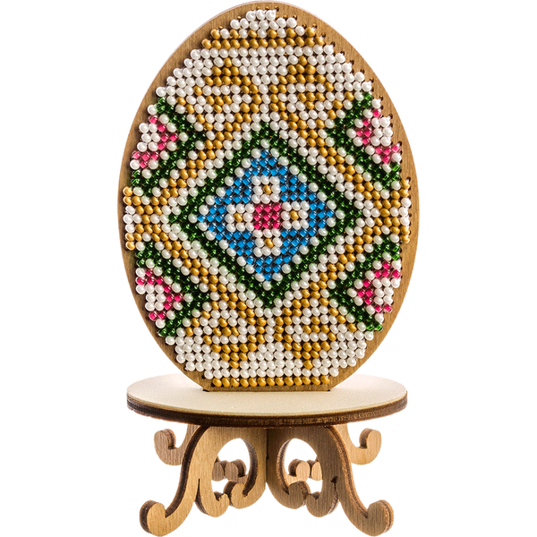 Wooden Bead Embroidery Kit &ndash; &ldquo;Easter Egg&rdquo; FLK-175