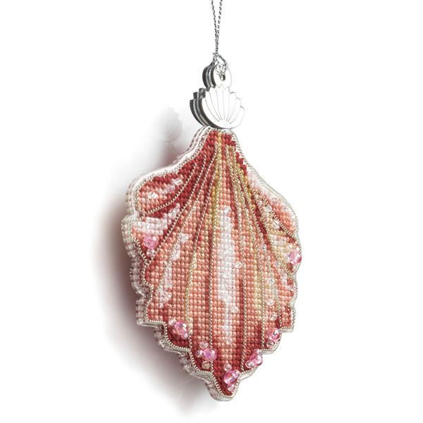 Plastic Cross-Stitch Kit &ndash; &ldquo;Christmas Ornament &ndash; Coral Shell&rdquo; (Double-Sided) FLX-148