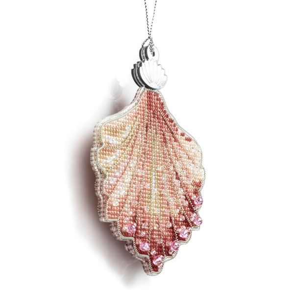 Plastic Cross-Stitch Kit &ndash; &ldquo;Christmas Ornament &ndash; Coral Shell&rdquo; (Double-Sided) FLX-148