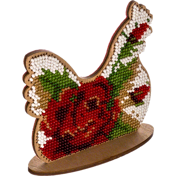 Wooden Bead Embroidery Kit &ndash; &ldquo;Hen&rdquo; FLK-276