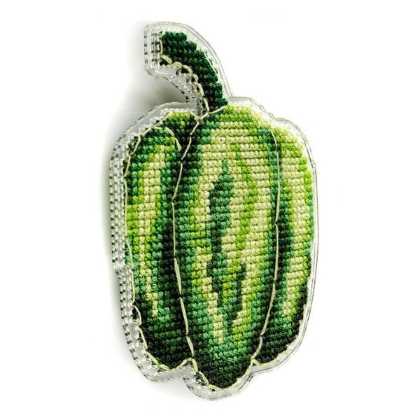 Plastic Cross-Stitch Kit &ndash; "Green Pepper" (Double-Sided) FLX-049