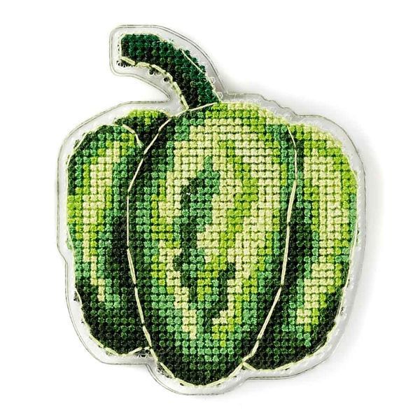Plastic Cross-Stitch Kit &ndash; "Green Pepper" (Double-Sided) FLX-049