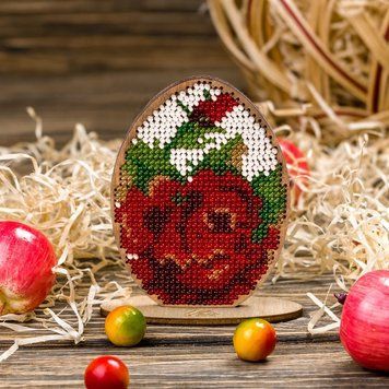 Wooden Bead Embroidery Kit &ndash; &ldquo;Easter Egg&rdquo; FLK-277