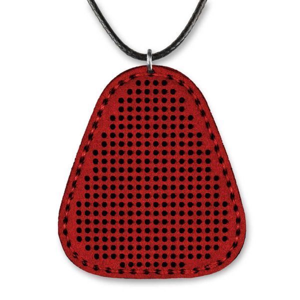 Faux Leather Embroidery Blank &ndash; &ldquo;Pendant&rdquo; FLBE(BB)-060 Red