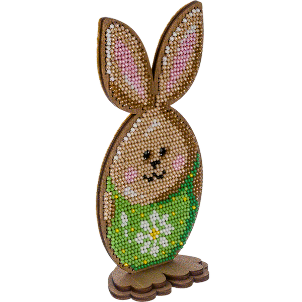 Wooden Bead Embroidery Kit &ndash; &ldquo;Bunny Egg &ndash; With Daisy&rdquo; FLK-327