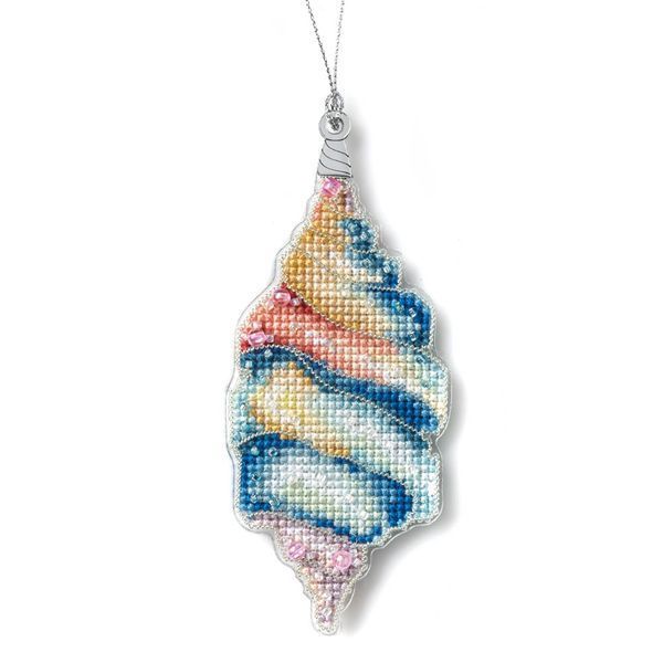 Plastic Cross-Stitch Kit &ndash; &ldquo;Christmas Ornament &ndash; Ocean Shell&rdquo; (Double-Sided) FLX-149