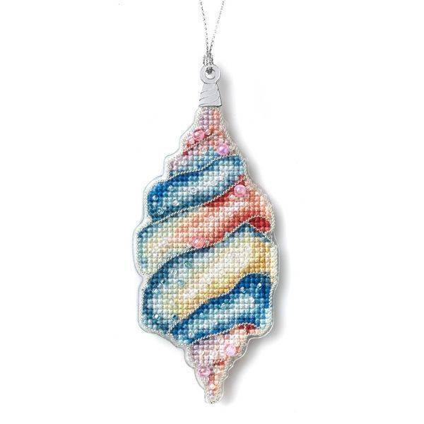 Plastic Cross-Stitch Kit &ndash; &ldquo;Christmas Ornament &ndash; Ocean Shell&rdquo; (Double-Sided) FLX-149