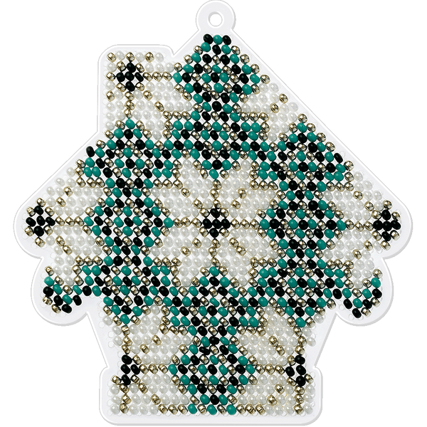 Bead Embroidery Kit (Plastic Base) &ndash; &ldquo;Christmas Ornament &ndash; House&rdquo; FLPL-014