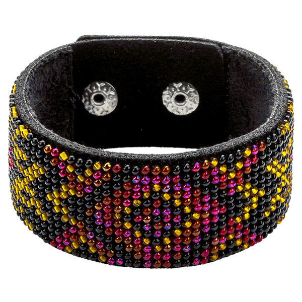 Faux Leather Bead Embroidery Kit &ndash; &ldquo;Bracelet&rdquo; (3 &times; 22 cm) FLBB-009 Black