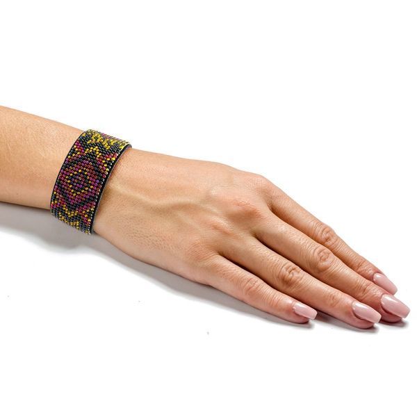 Faux Leather Bead Embroidery Kit &ndash; &ldquo;Bracelet&rdquo; (3 &times; 22 cm) FLBB-009 Black