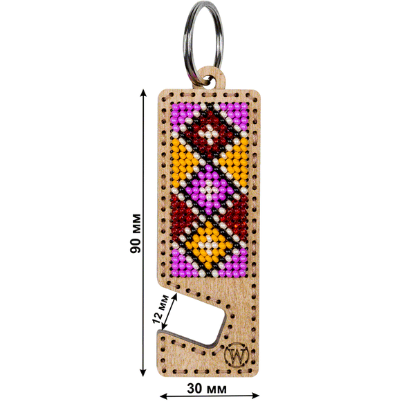 Wooden Bead Embroidery Kit &ndash; &ldquo;Phone Stand &ndash; Pink and Yellow Ornament&rdquo; FLK-492