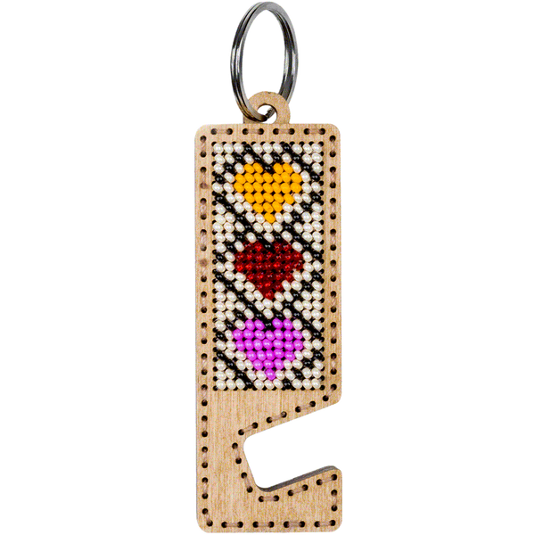 Wooden Bead Embroidery Kit &ndash; &ldquo;Phone Stand &ndash; Pink and Yellow Ornament&rdquo; FLK-492