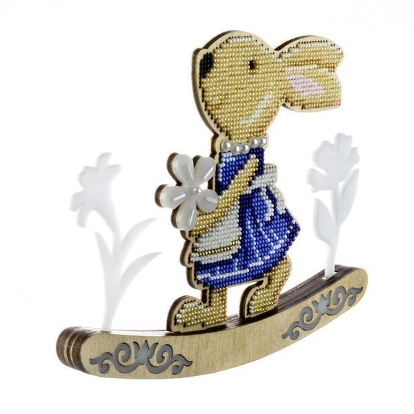 Wooden Bead Embroidery Kit &ndash; &ldquo;Rocking Bunny &ndash; Spring Beauty&rdquo; FLK-574