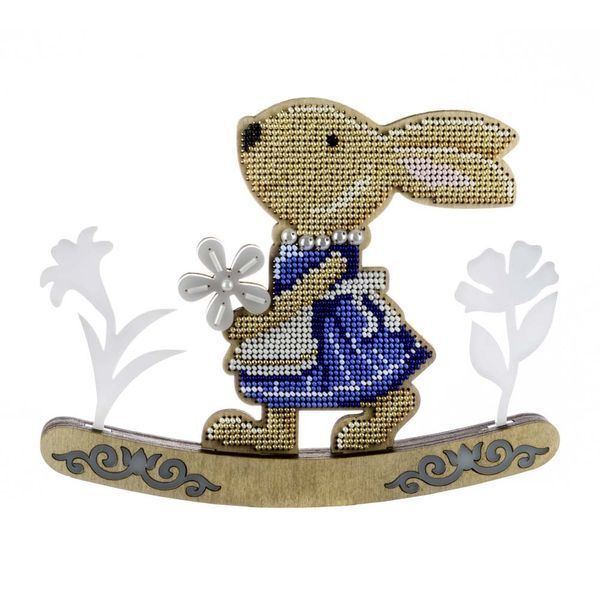 Wooden Bead Embroidery Kit &ndash; &ldquo;Rocking Bunny &ndash; Spring Beauty&rdquo; FLK-574
