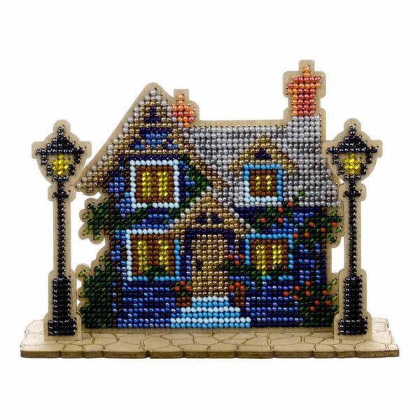 Wooden Bead Embroidery Kit &ndash; &ldquo;House with Lanterns&rdquo; FLK-588