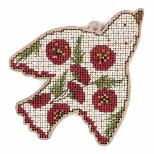 Wooden Cross-Stitch Kit &ndash; &ldquo;Free Bird &ndash; Poppy&rdquo; FLW-042