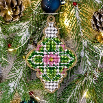 Wooden Bead Embroidery Kit &ndash; &ldquo;Christmas Ornament &ndash; Icicle&rdquo; FLK-127