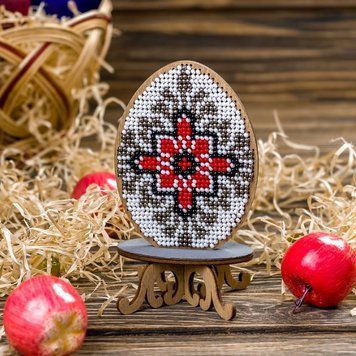Wooden Bead Embroidery Kit &ndash; &ldquo;Easter Egg&rdquo; FLK-177