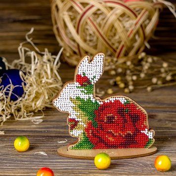 Wooden Bead Embroidery Kit &ndash; &ldquo;Bunny&rdquo; FLK-278